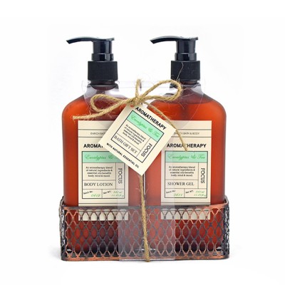 Boutique body bath gift set fragance womens home spa wire basket shower gel and lotion 340ml bath set gift